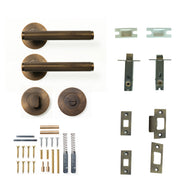 Bellevue Lined Lever Solid Brass Tubular Latch Privacy Set Bronze