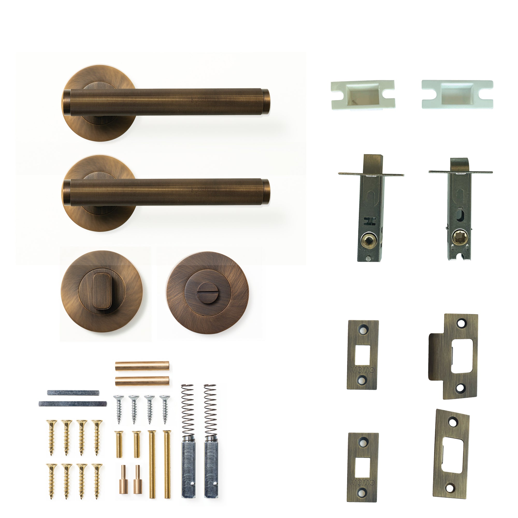 Bellevue Lined Lever Solid Brass Tubular Latch Privacy Set Bronze