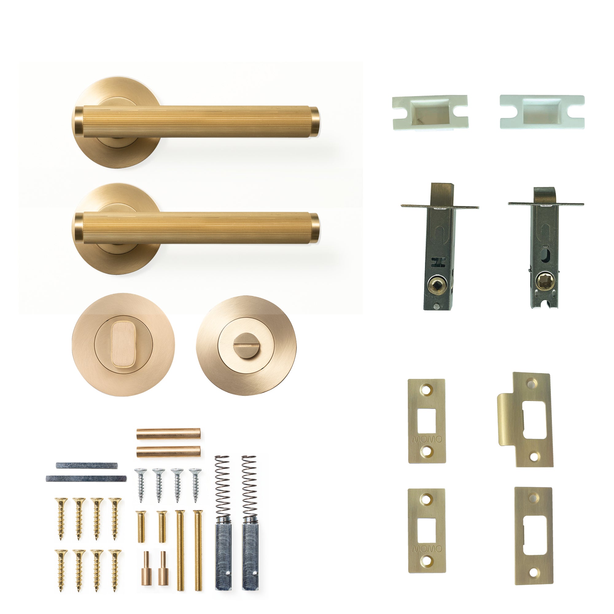 Bellevue Lined Lever Solid Brass Tubular Latch Privacy Set Brushed Satin Brass