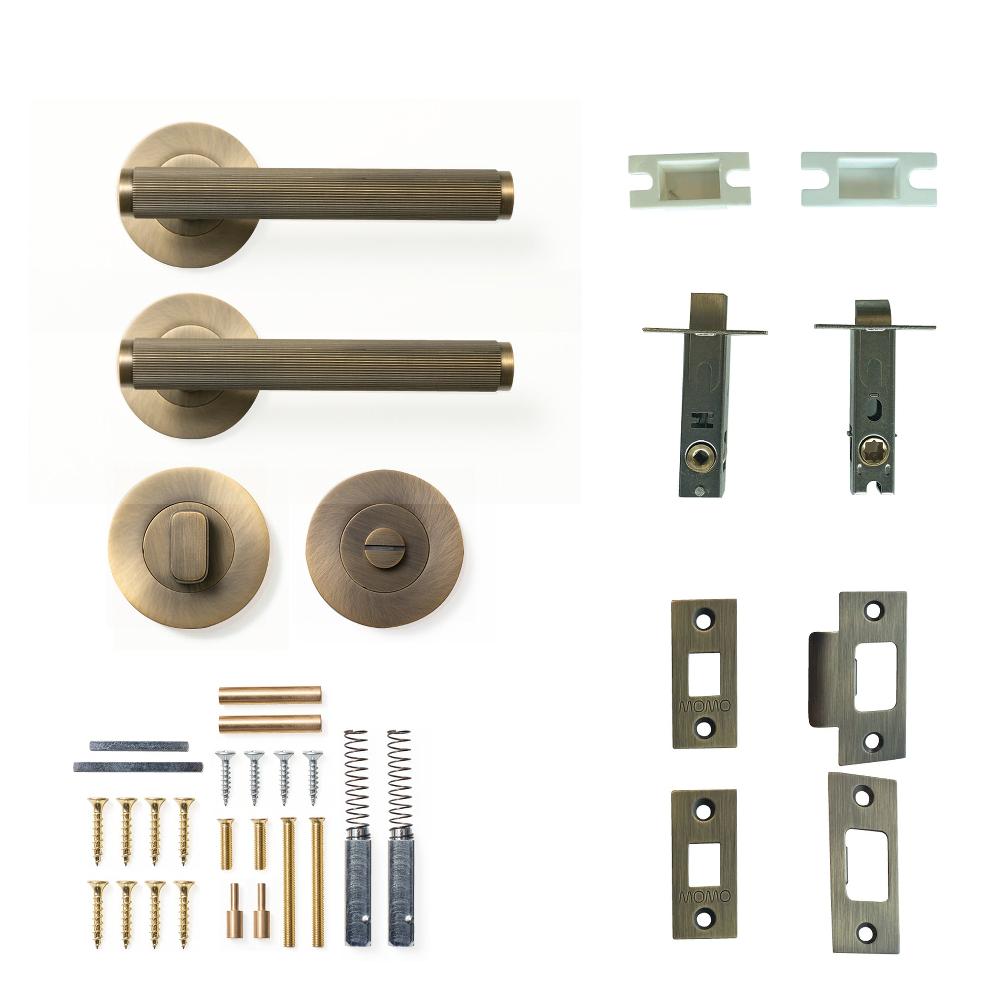 Bellevue Lined Lever Solid Brass Tubular Latch Privacy Set Dark Brushed Brass