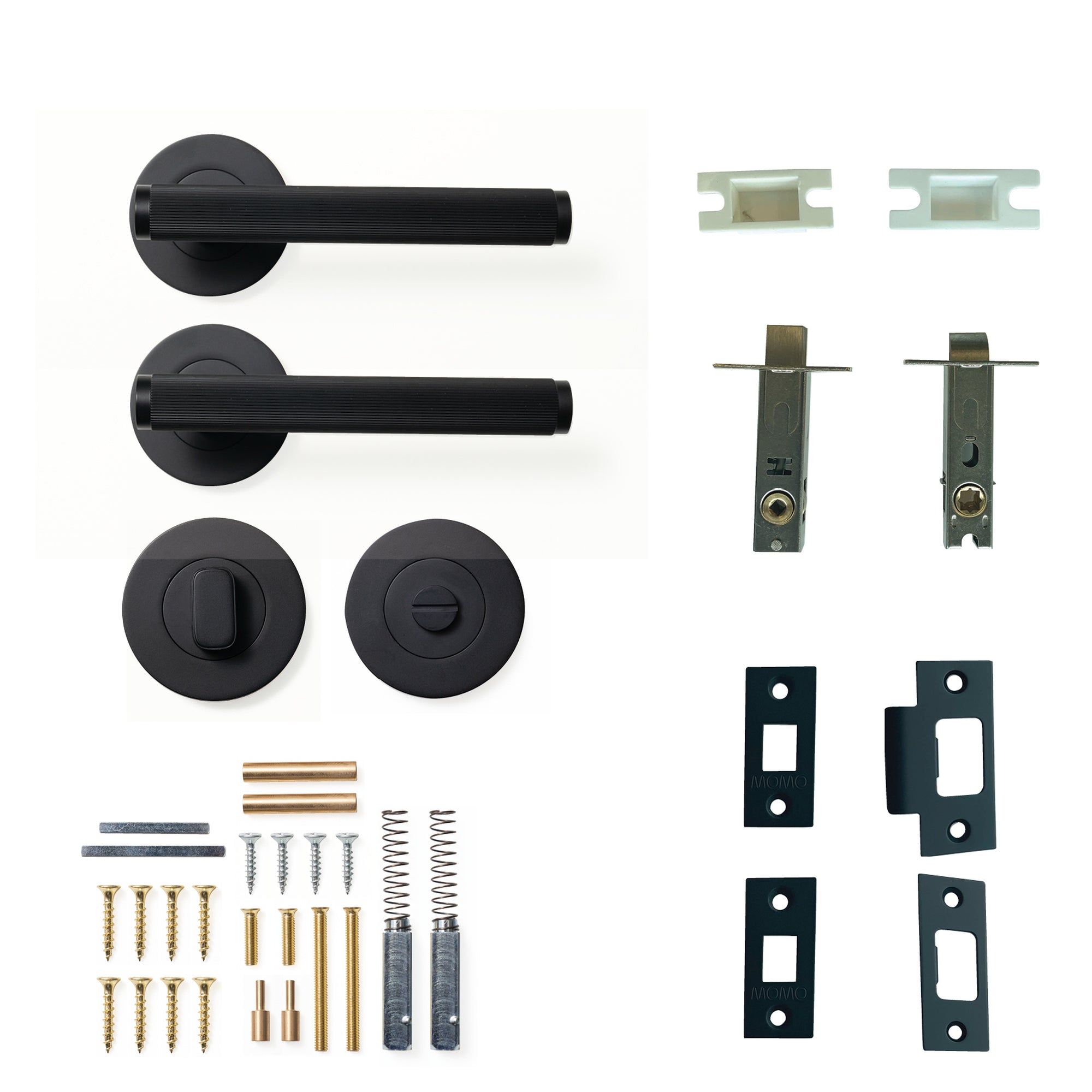 Bellevue Lined Lever Solid Brass Tubular Latch Privacy Set Matt Black
