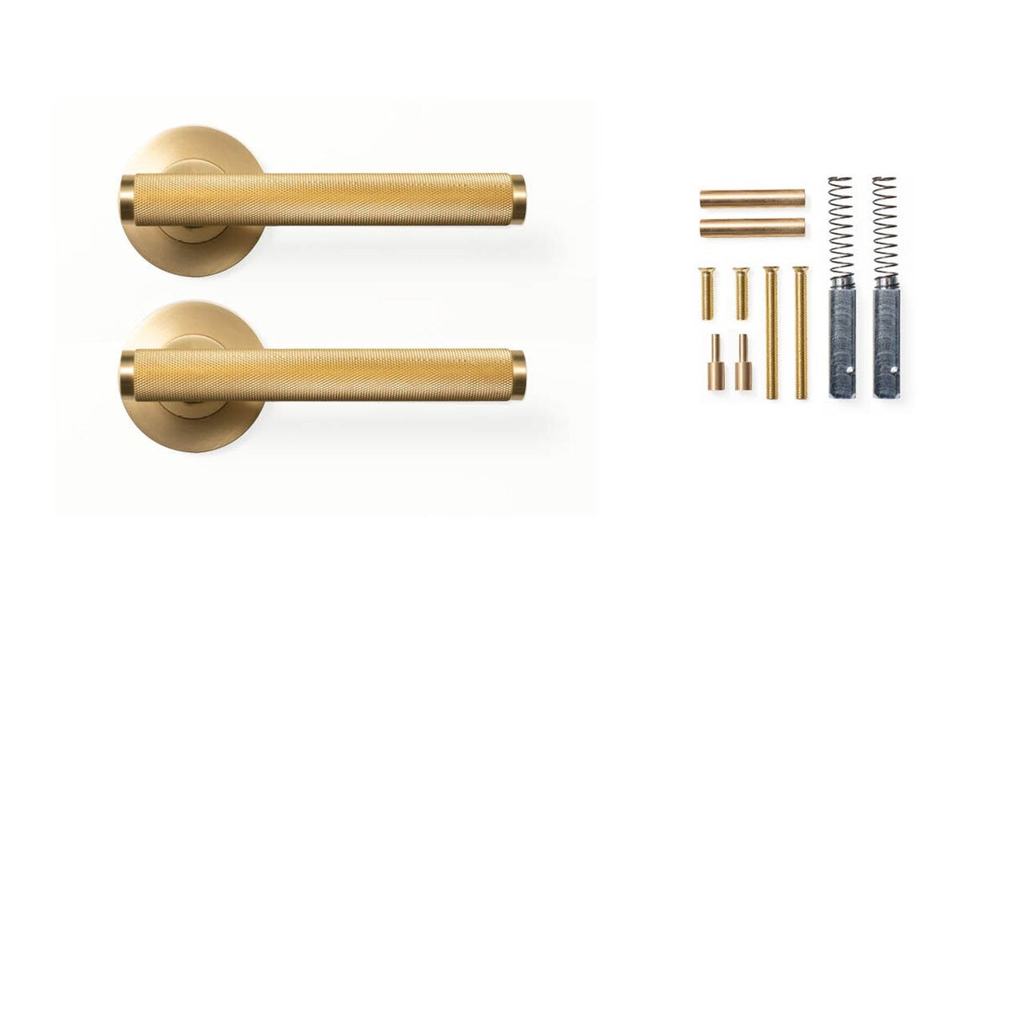 Momo Bellevue Knurled Lever Handle Set Brushed Satin Brass