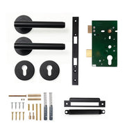 Momo Bellevue Plain Lever Solid Brass Mortice Entrance Set Matt Black