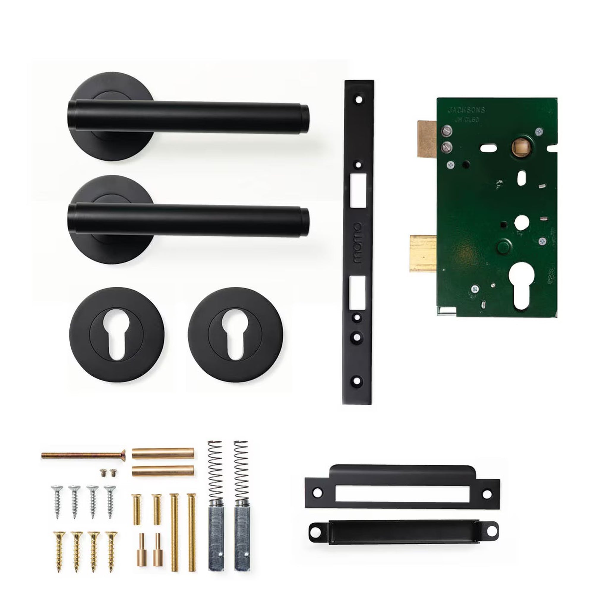 Momo Bellevue Plain Lever Solid Brass Mortice Entrance Set Matt Black