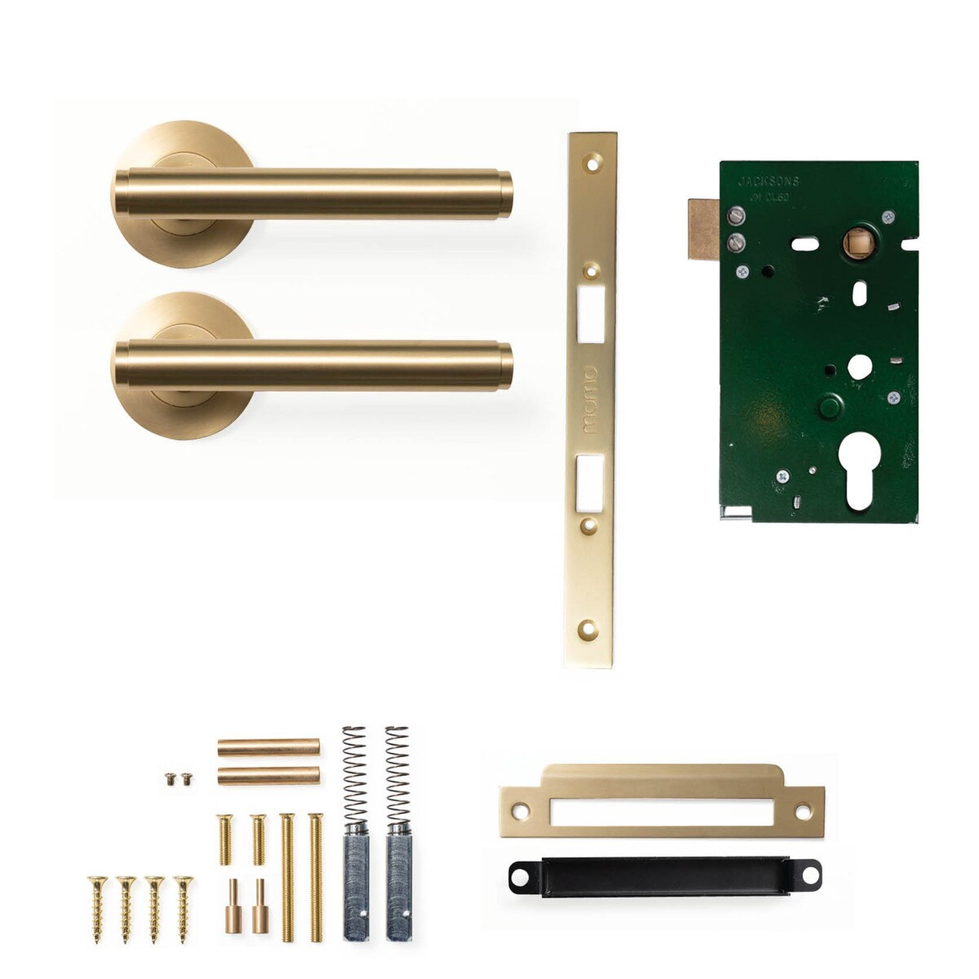Momo Bellevue Plain Lever Solid Brass Mortice Passage Set Brushed Satin Brass