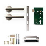 Momo Bellevue Plain Lever Solid Brass Mortice Passage Set Dull Brushed Nickel