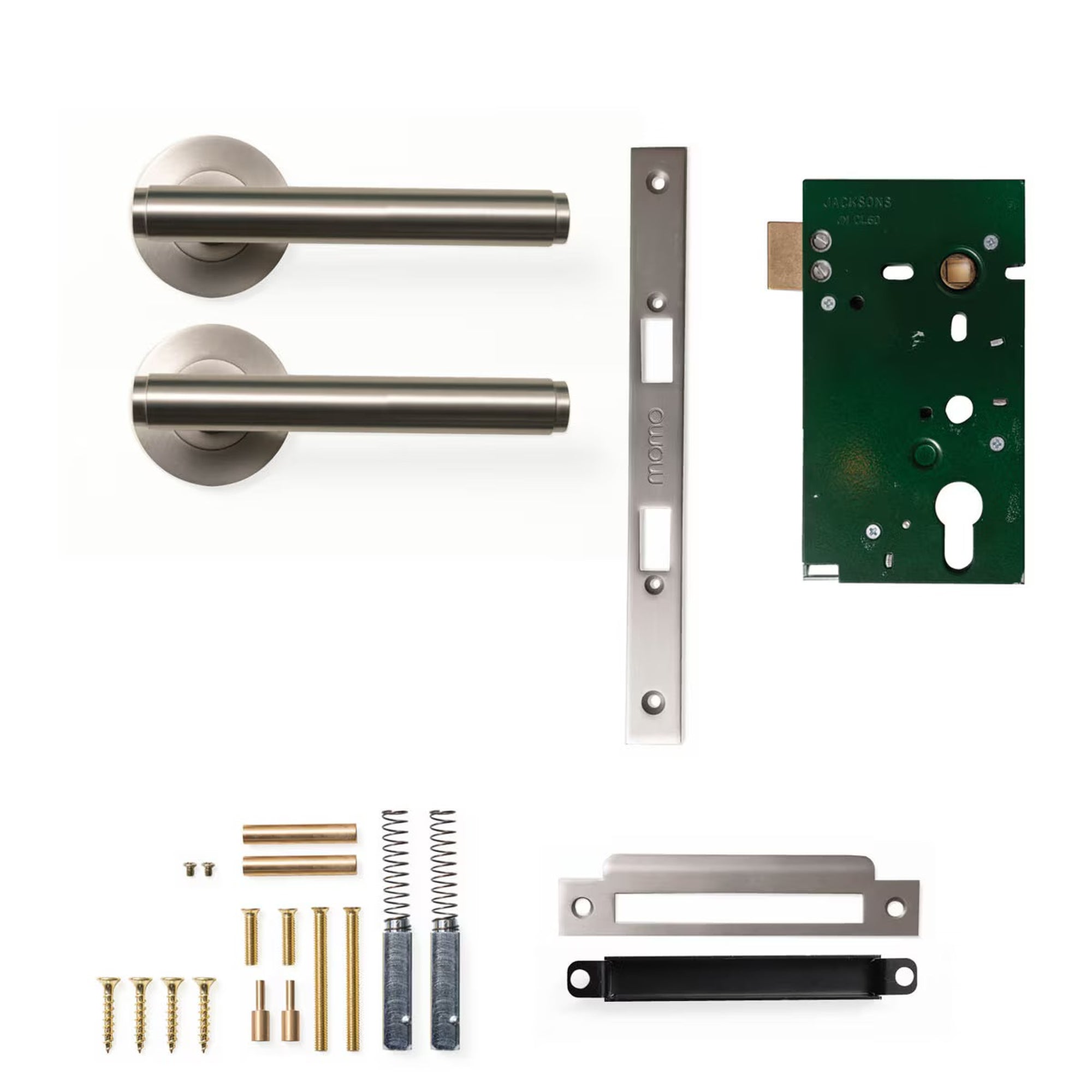 Momo Bellevue Plain Lever Solid Brass Mortice Passage Set Dull Brushed Nickel