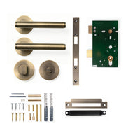 Momo Bellevue Plain Lever Solid Brass Mortice Privacy Set Dark Brushed Brass