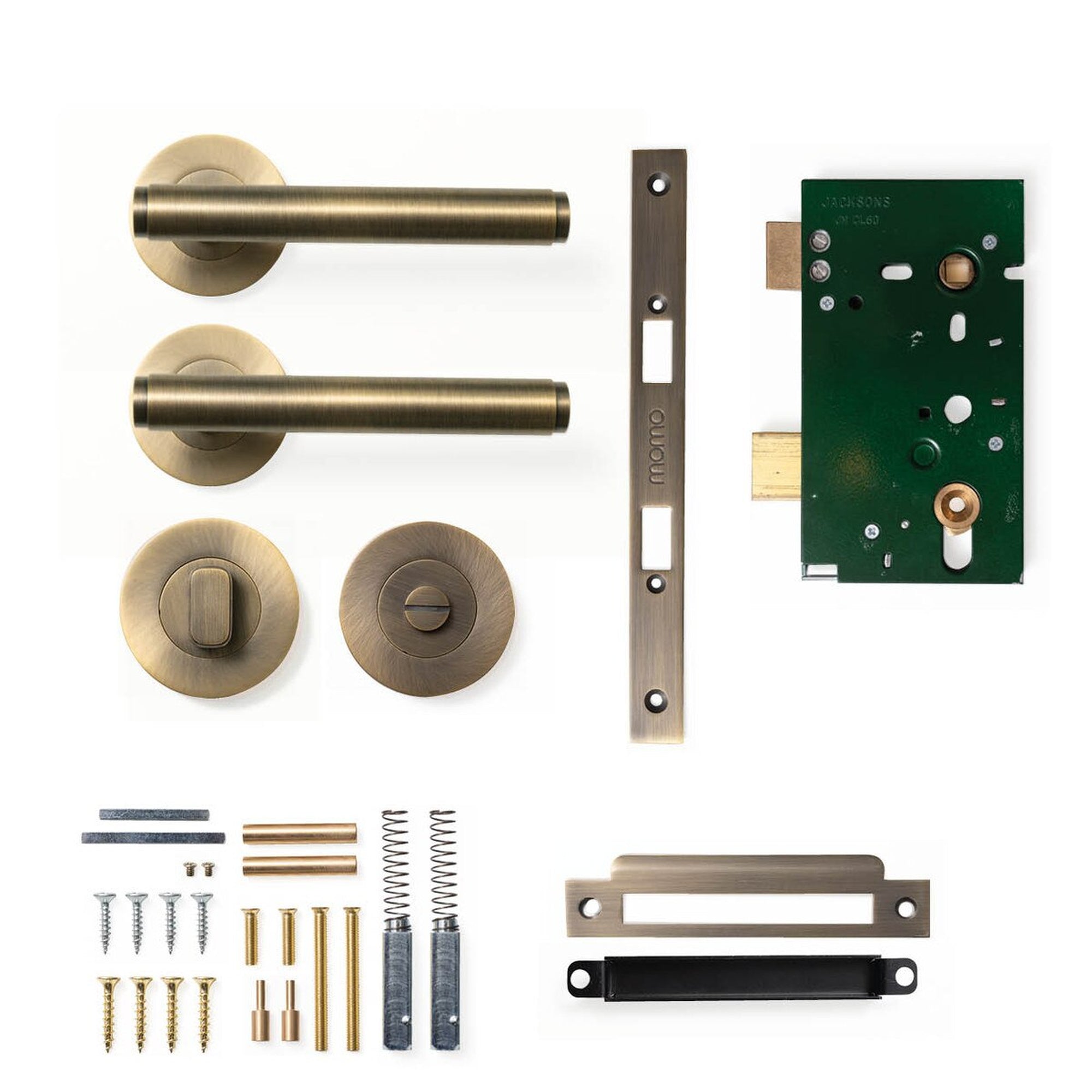 Momo Bellevue Plain Lever Solid Brass Mortice Privacy Set Dark Brushed Brass