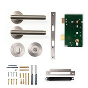 Momo Bellevue Plain Lever Solid Brass Mortice Privacy Set Dull Brushed Nickel