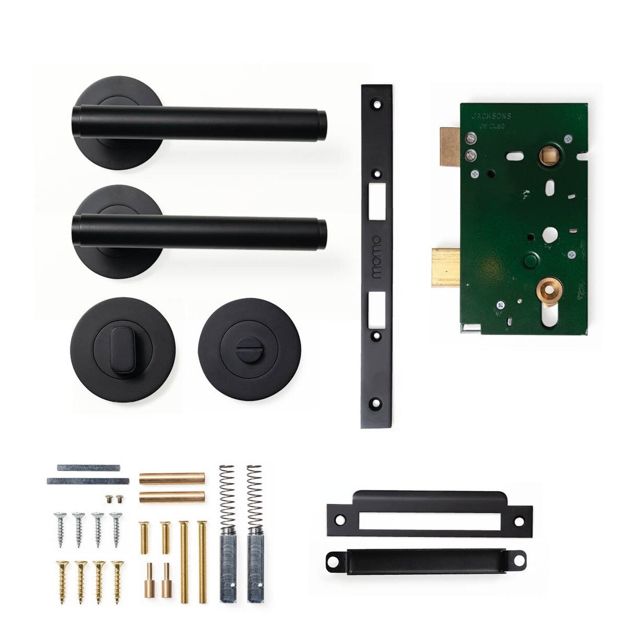 Momo Bellevue Plain Lever Solid Brass Mortice Privacy Set Matt Black