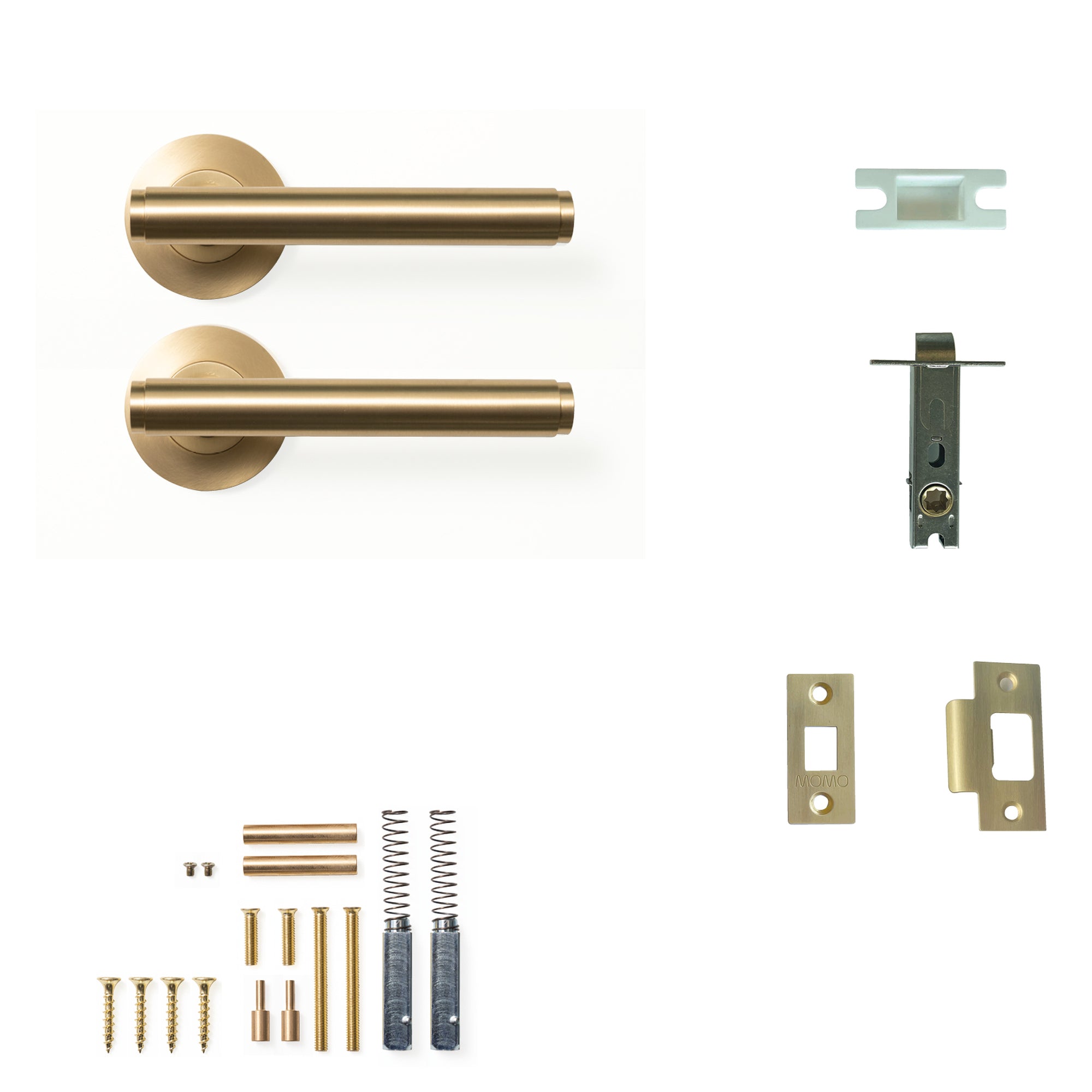 Bellevue Plain Lever Solid Brass Tubular Latch Passage Set Brushed Satin Brass