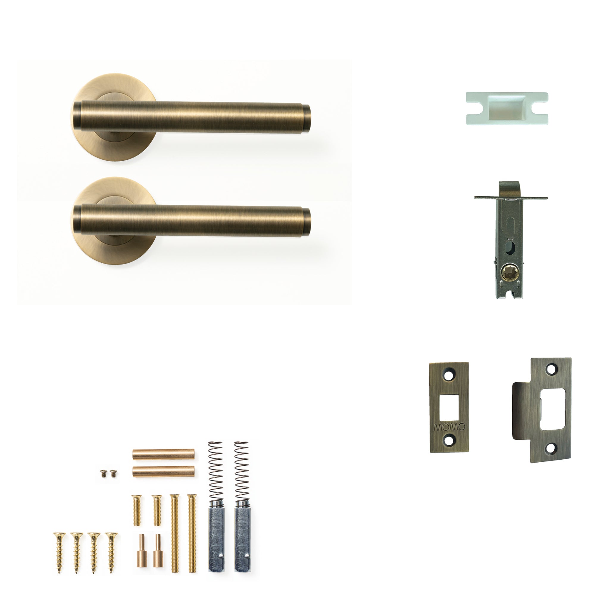 Bellevue Plain Lever Solid Brass Tubular Latch Passage Set Dark Brushed Brass