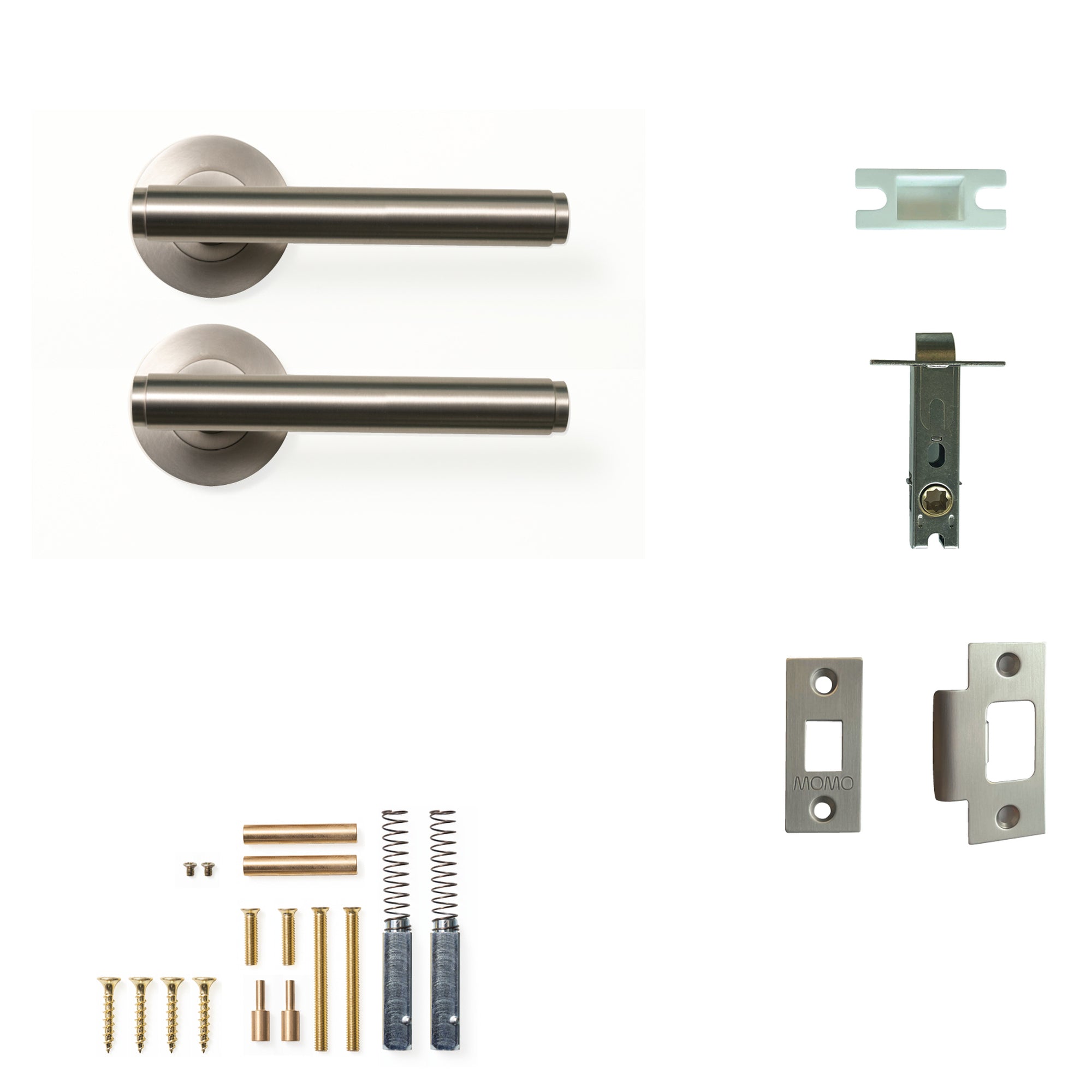 Bellevue Plain Lever Solid Brass Tubular Latch Passage Set Dull Brushed Nickel