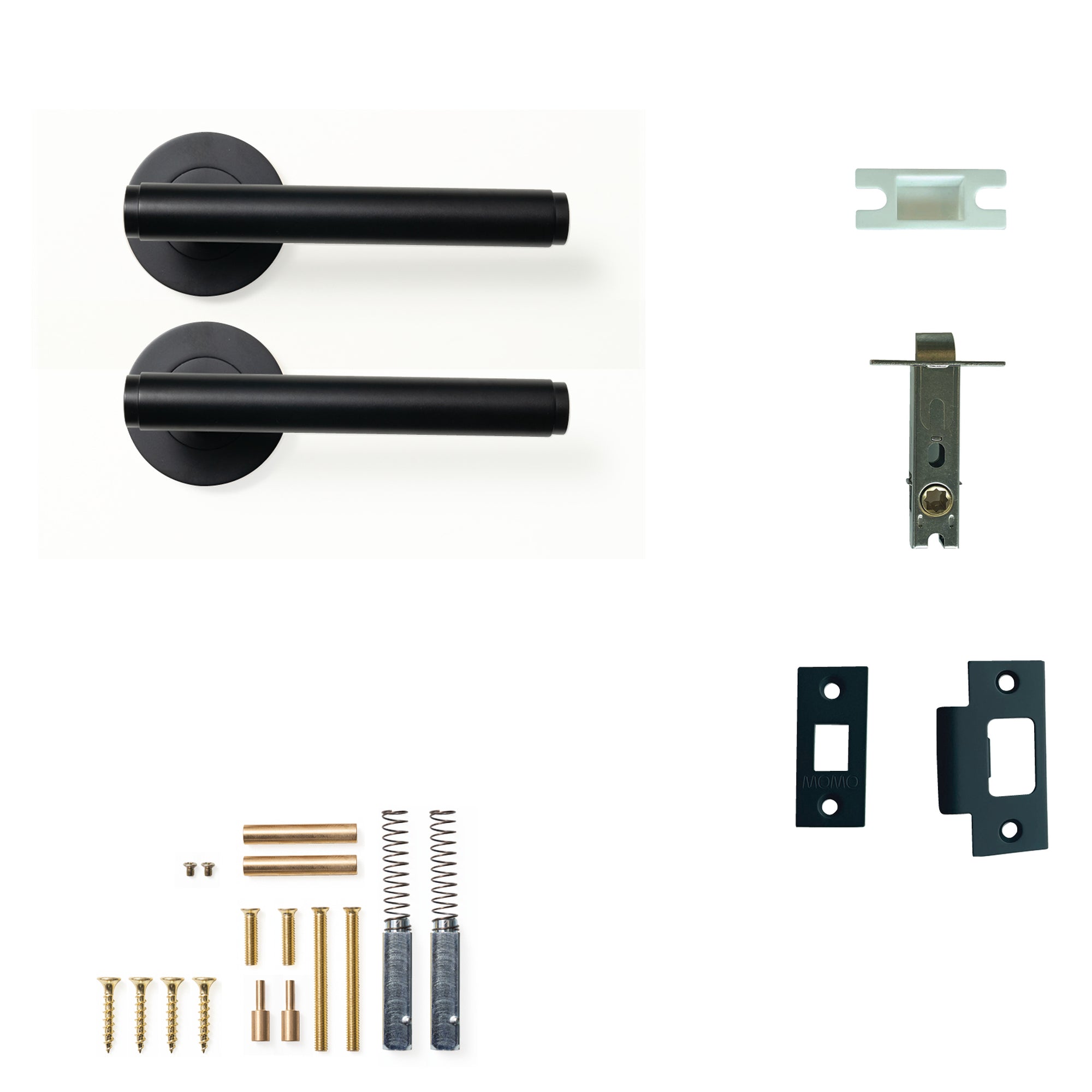 Bellevue Plain Lever Solid Brass Tubular Latch Passage Set Matt Black
