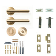 Bellevue Plain Lever Solid Brass Tubular Latch Privacy Set Brushed Satin Brass