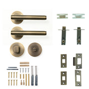 Bellevue Plain Lever Solid Brass Tubular Latch Privacy Set Dark Brushed Brass