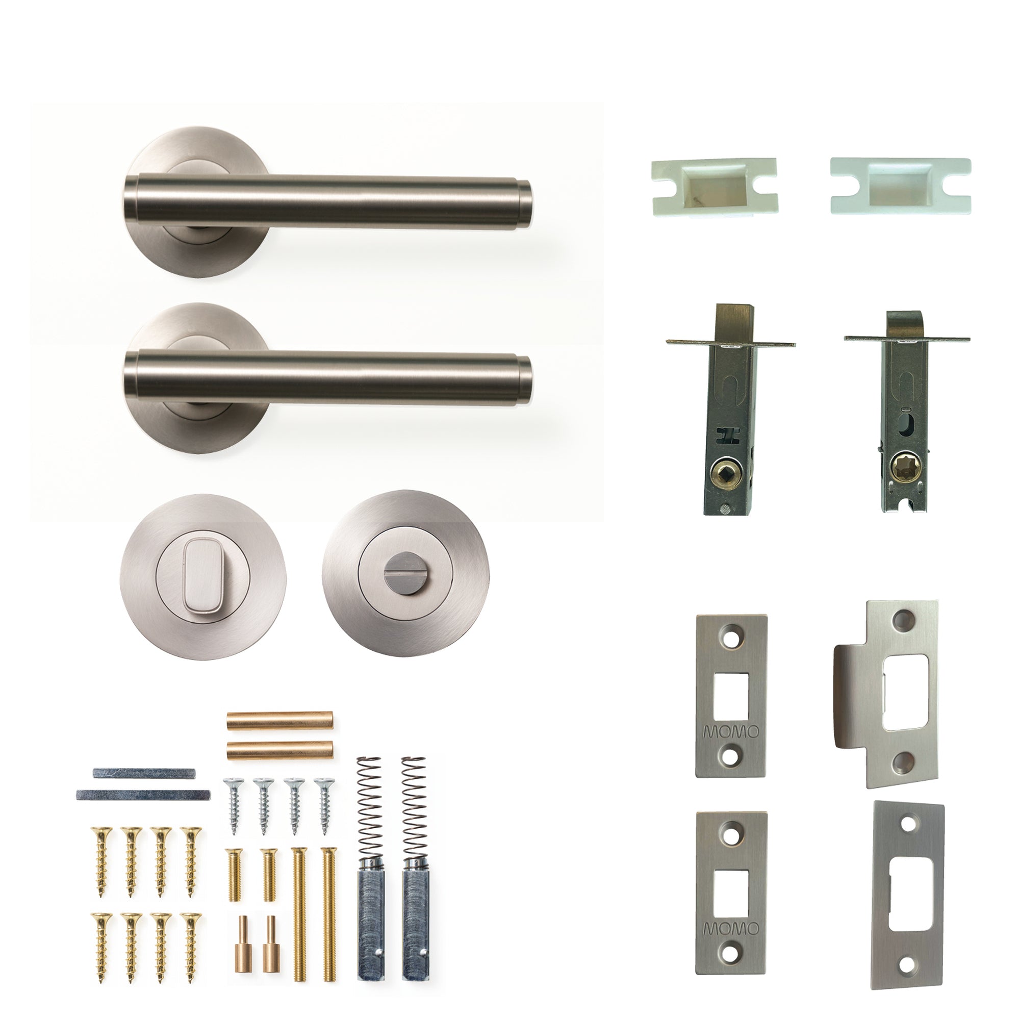 Bellevue Plain Lever Solid Brass Tubular Latch Privacy Set Dull Brushed Nickel