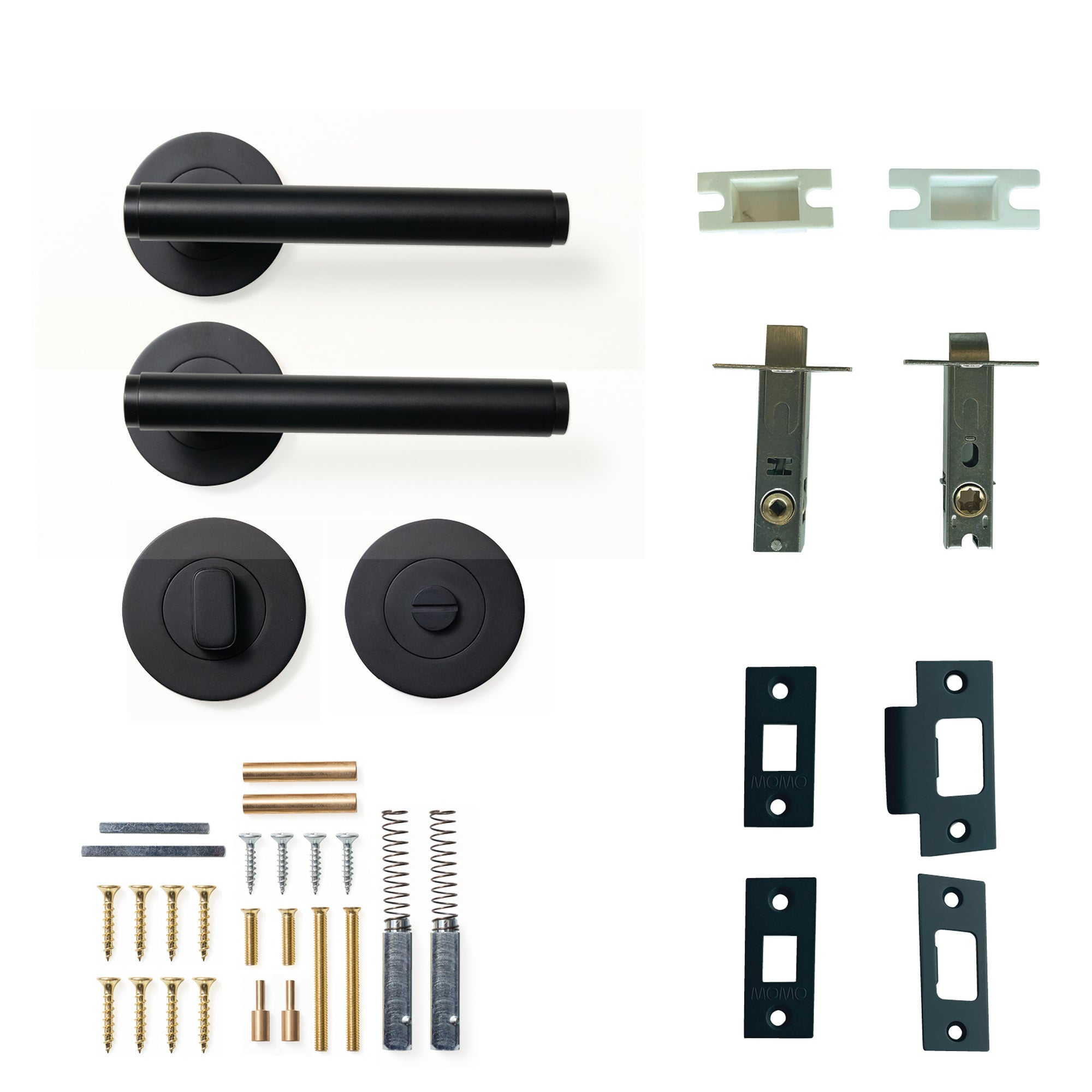 Bellevue Plain Lever Solid Brass Tubular Latch Privacy Set Matt Black