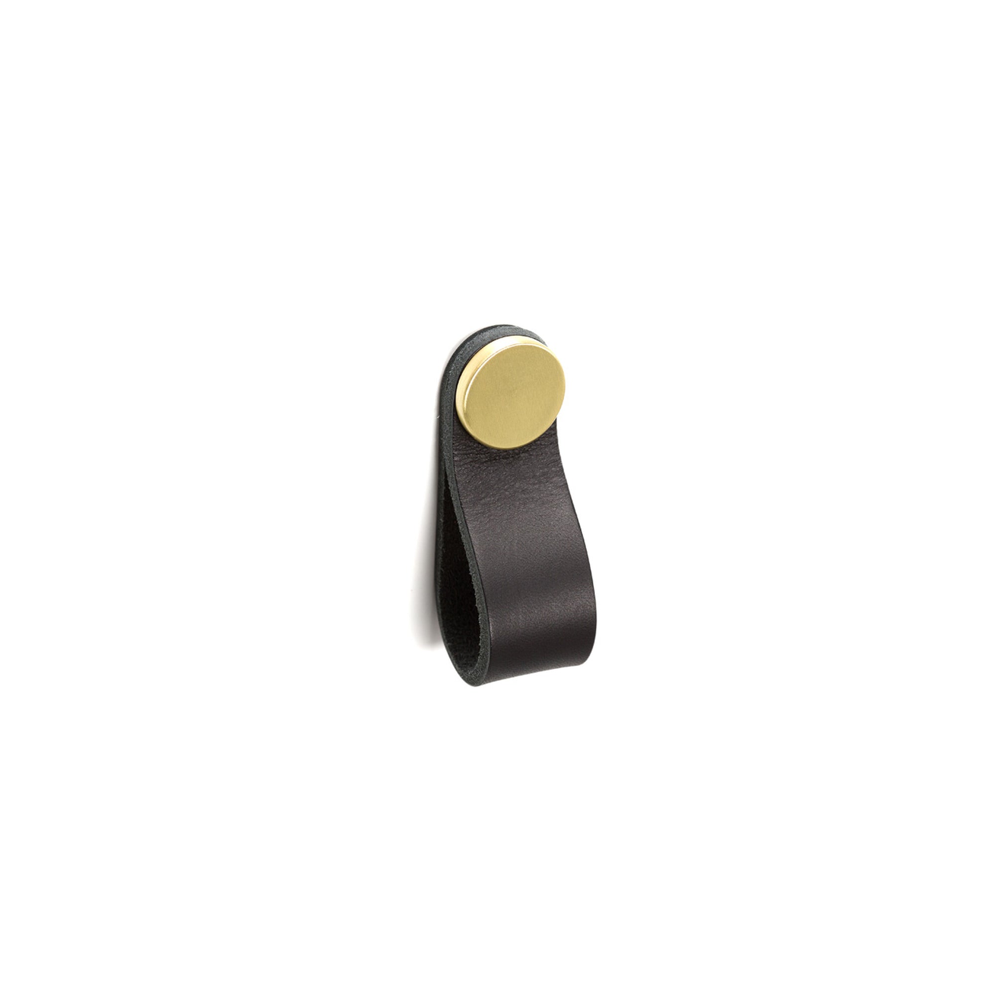 Flexa Leather Pull 70mm Black with Brass Button