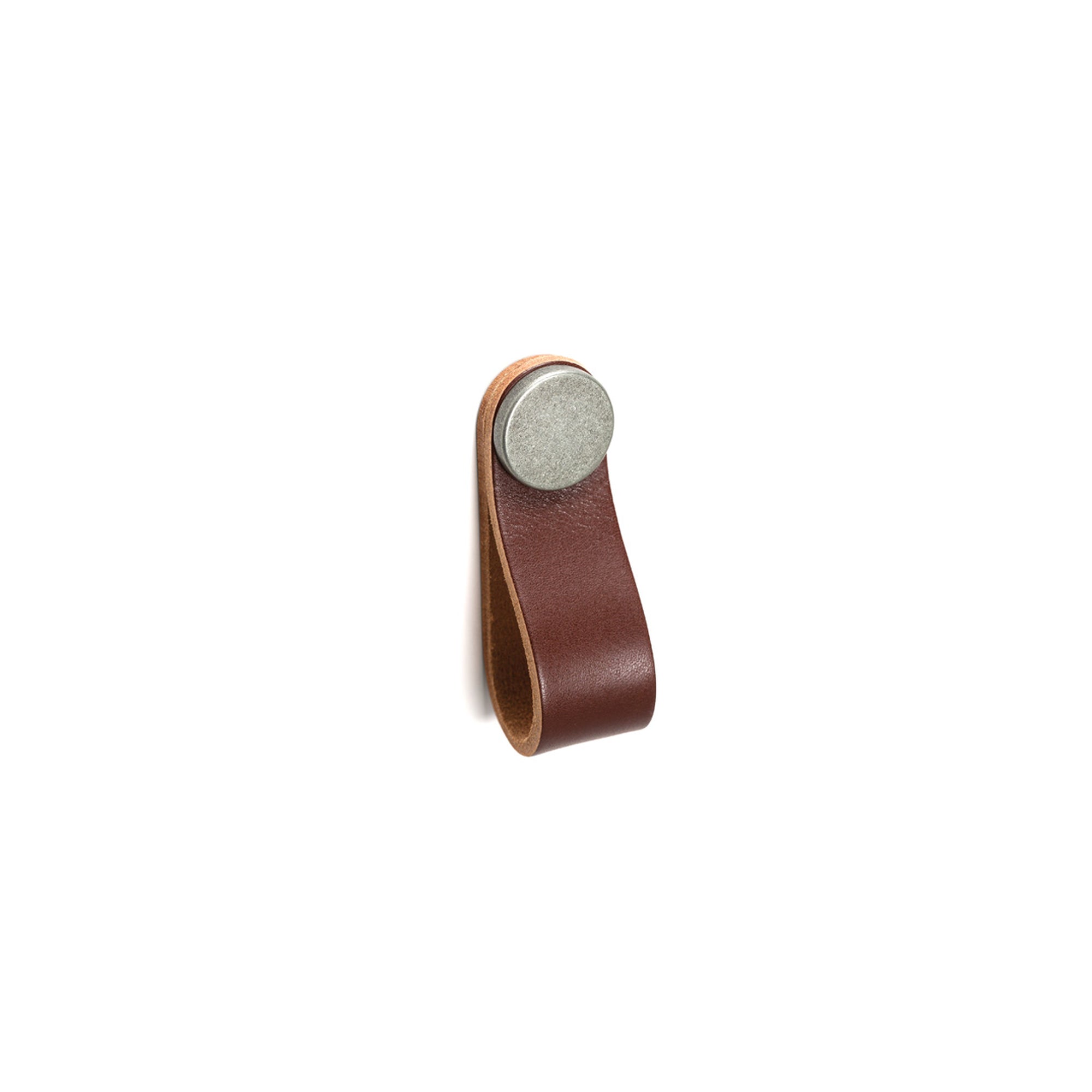 Flexa Leather Pull 70mm Dark Brown with Pewter Button