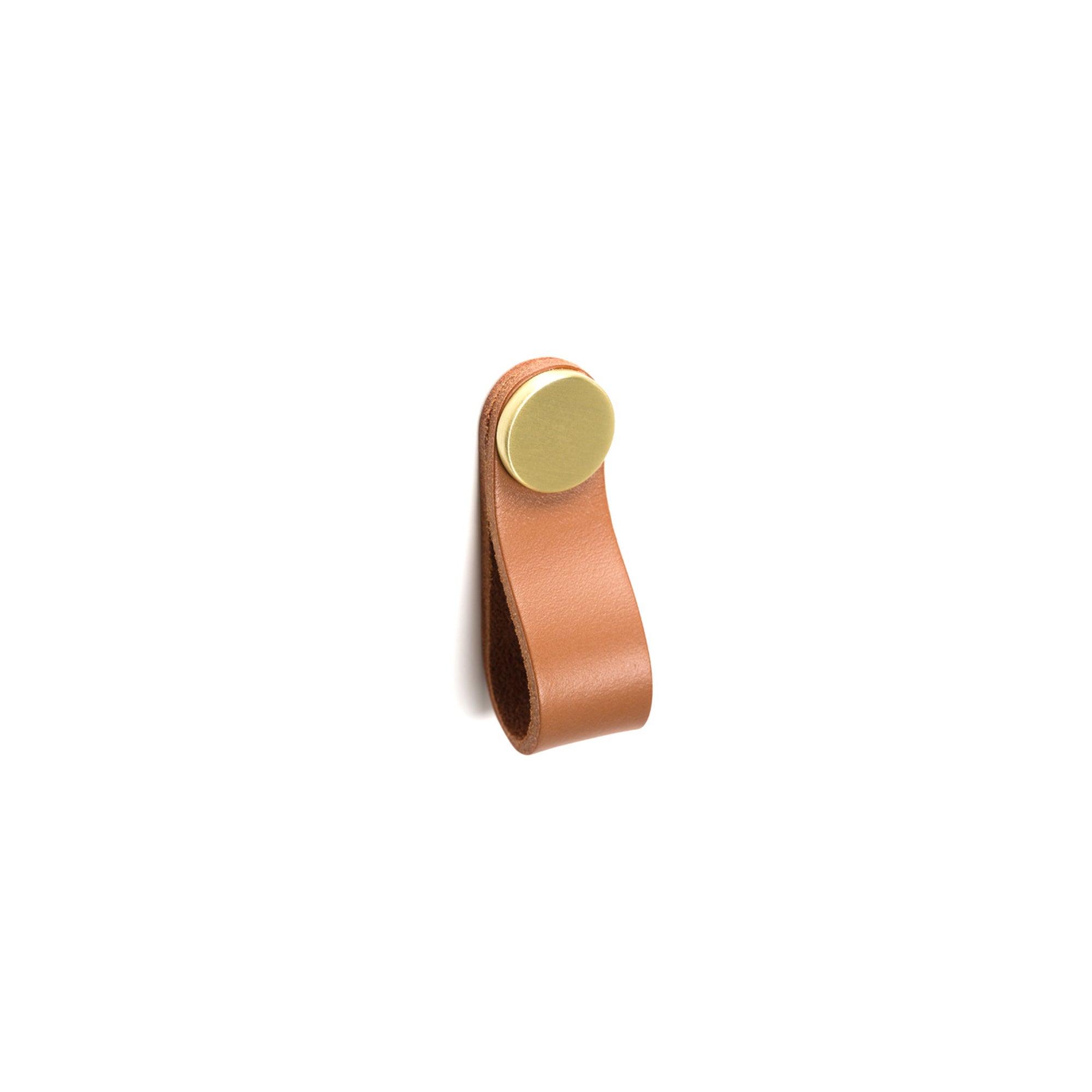 Flexa Leather Pull 70mm Light Tan with Brass Button