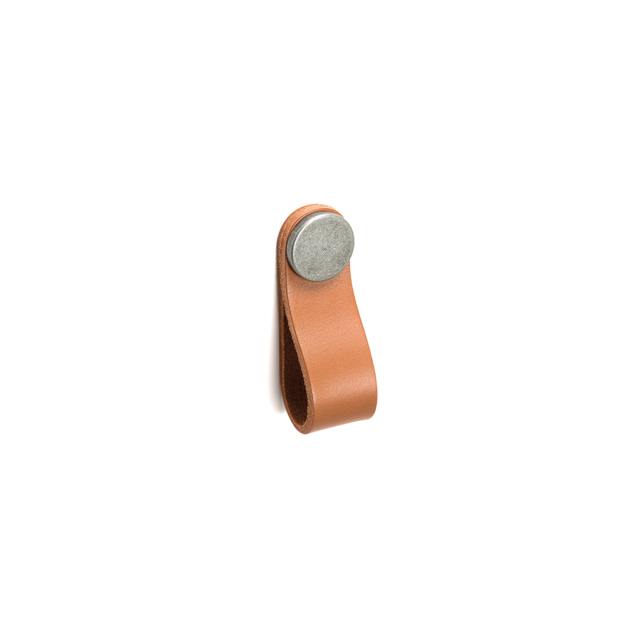 Flexa Leather Pull 70mm Light Tan with Pewter Button