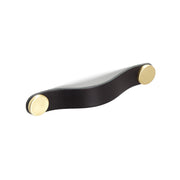 Flexa Leather D Handle 160mm Black with Brass Button