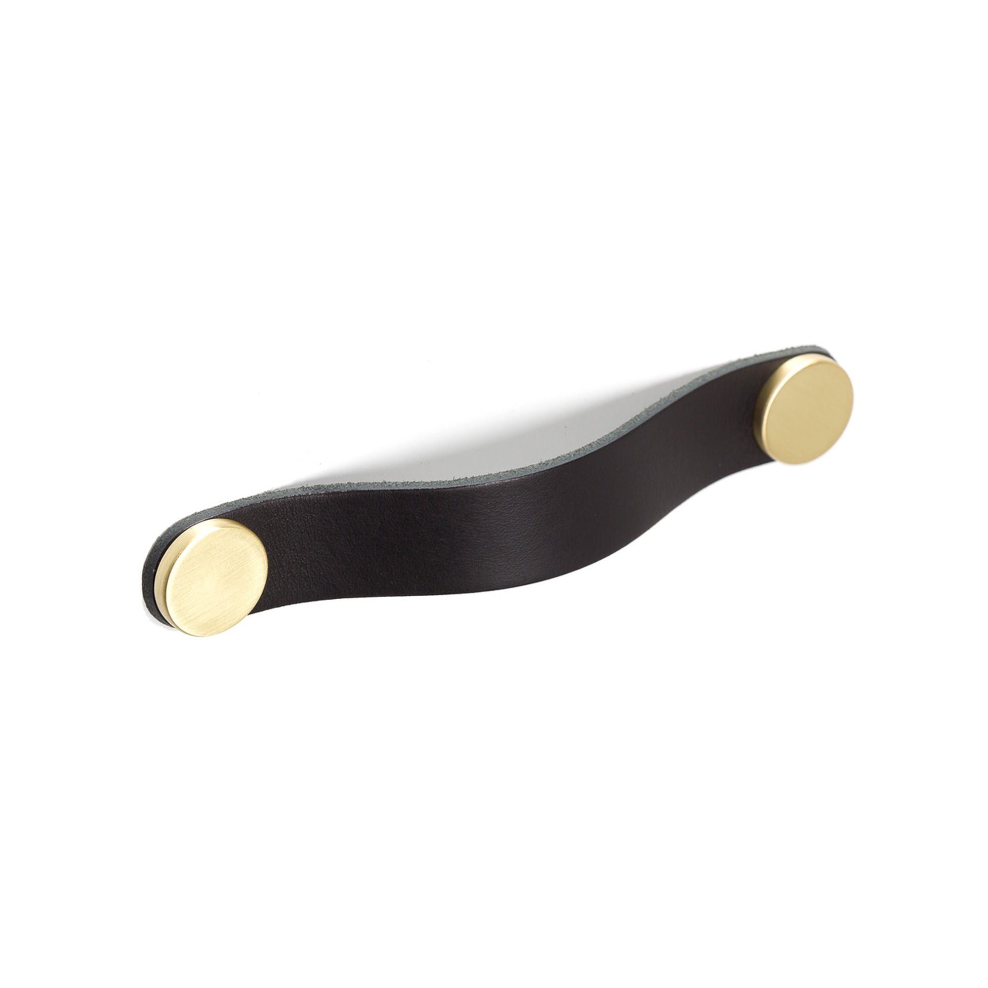 Flexa Leather D Handle 160mm Black with Brass Button