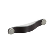 Flexa Leather D Handle 160mm Black with Pewter Button