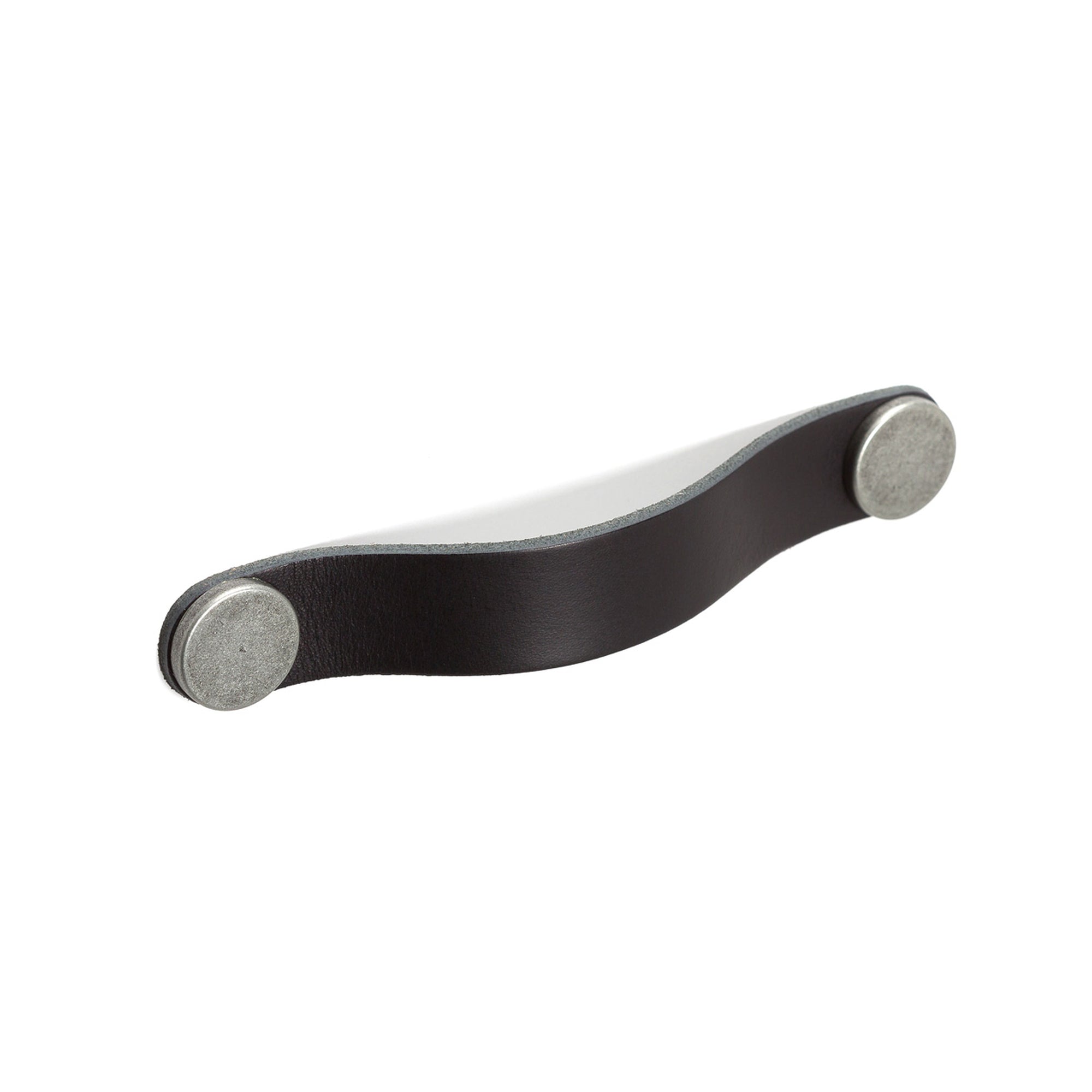 Flexa Leather D Handle 160mm Black with Pewter Button