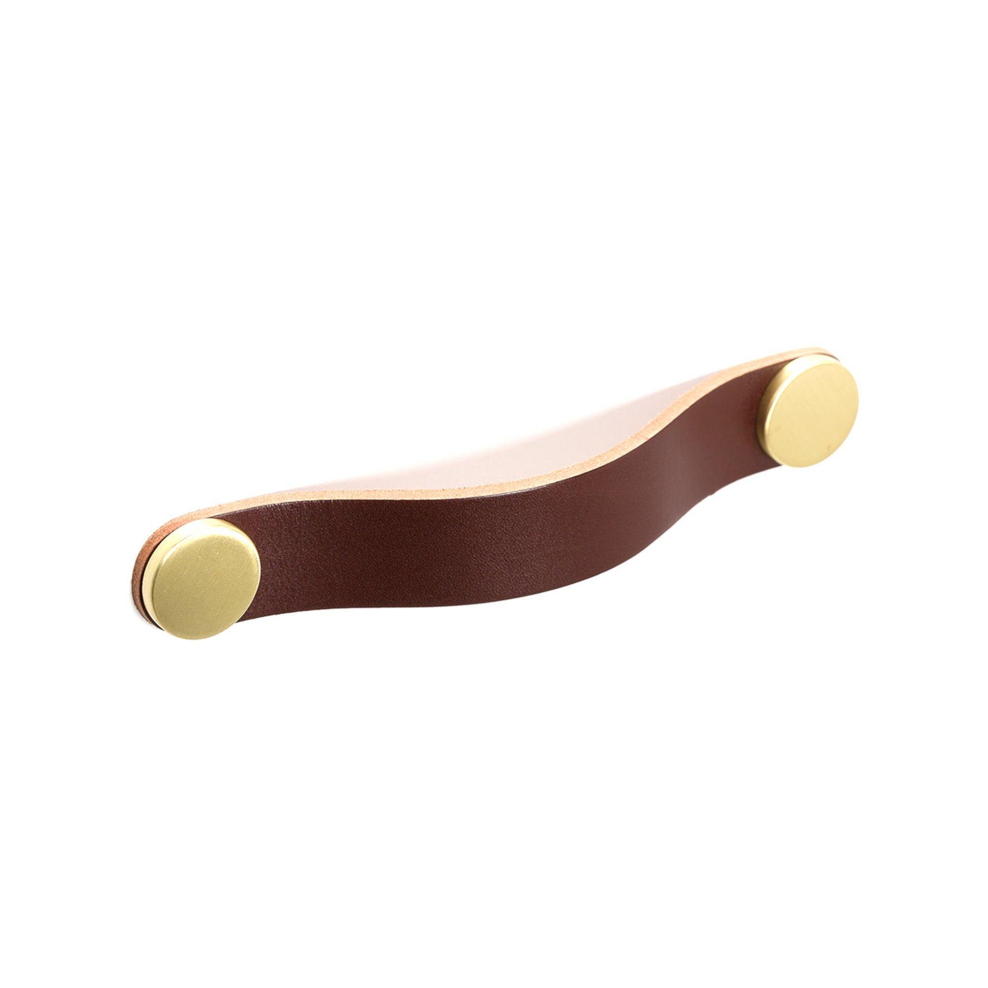 Flexa Leather D Handle 160mm Dark Brown with Brass Button