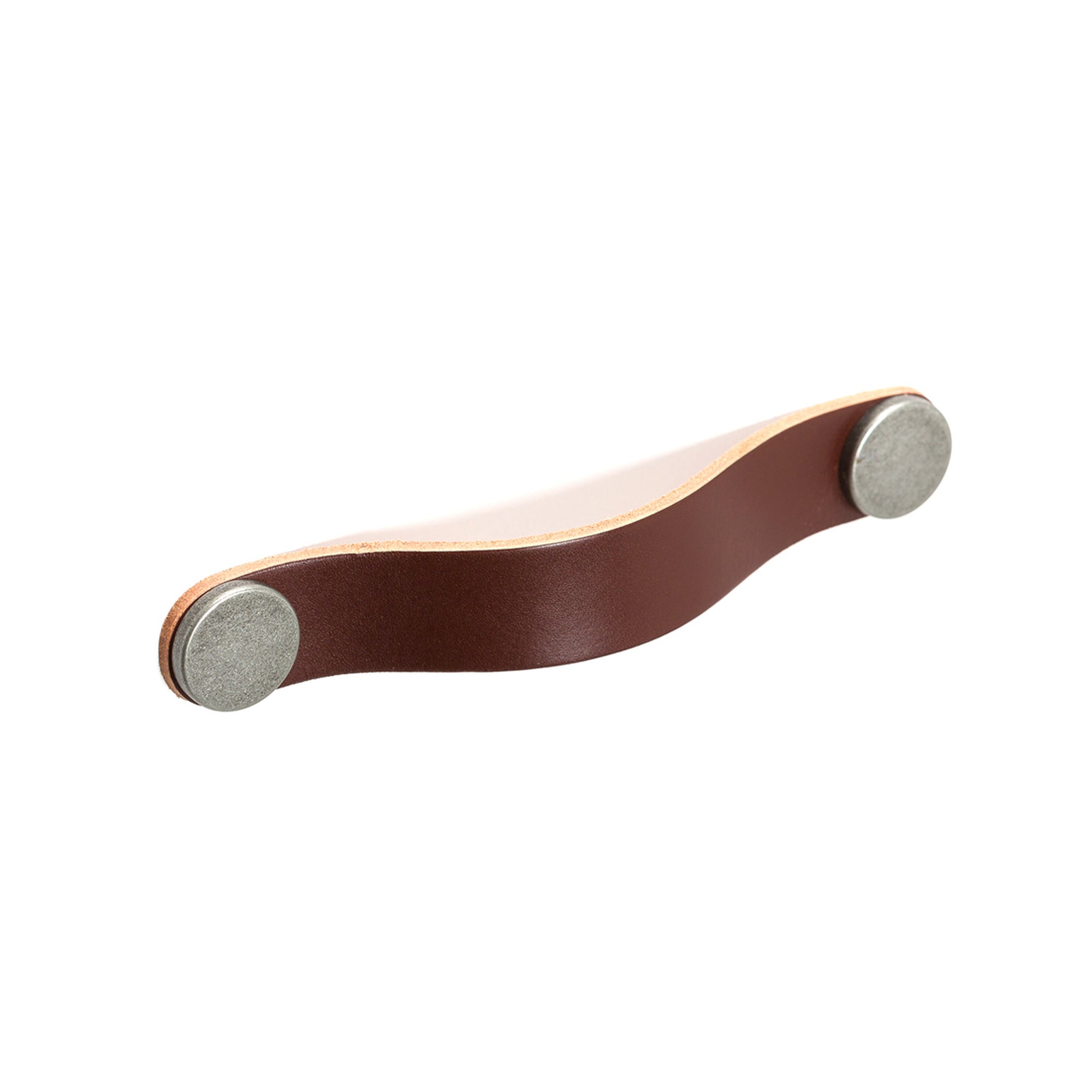 Flexa Leather D Handle 160mm Dark Brown with Pewter Button
