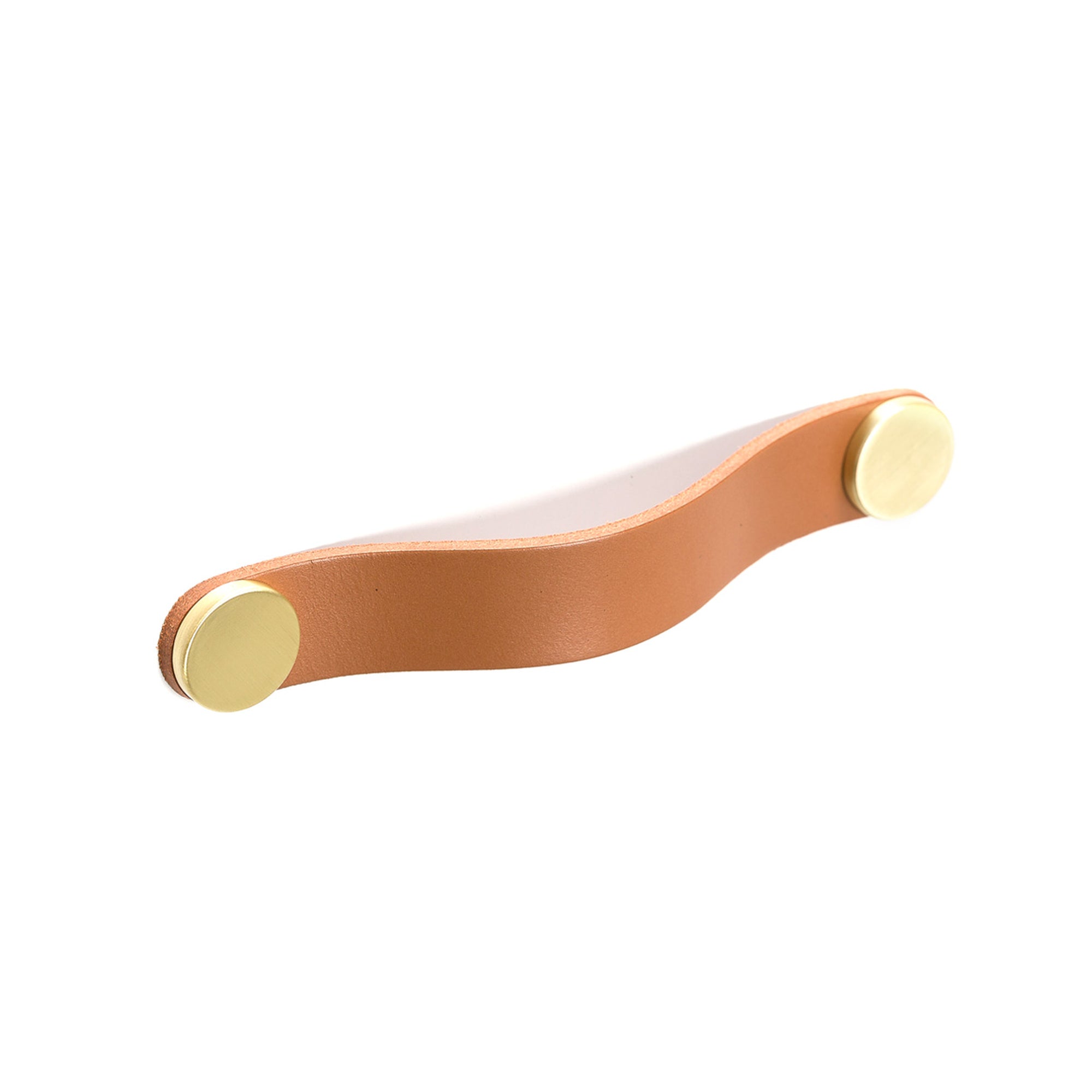 Flexa Leather D Handle 160mm Light Tan with Brass Button