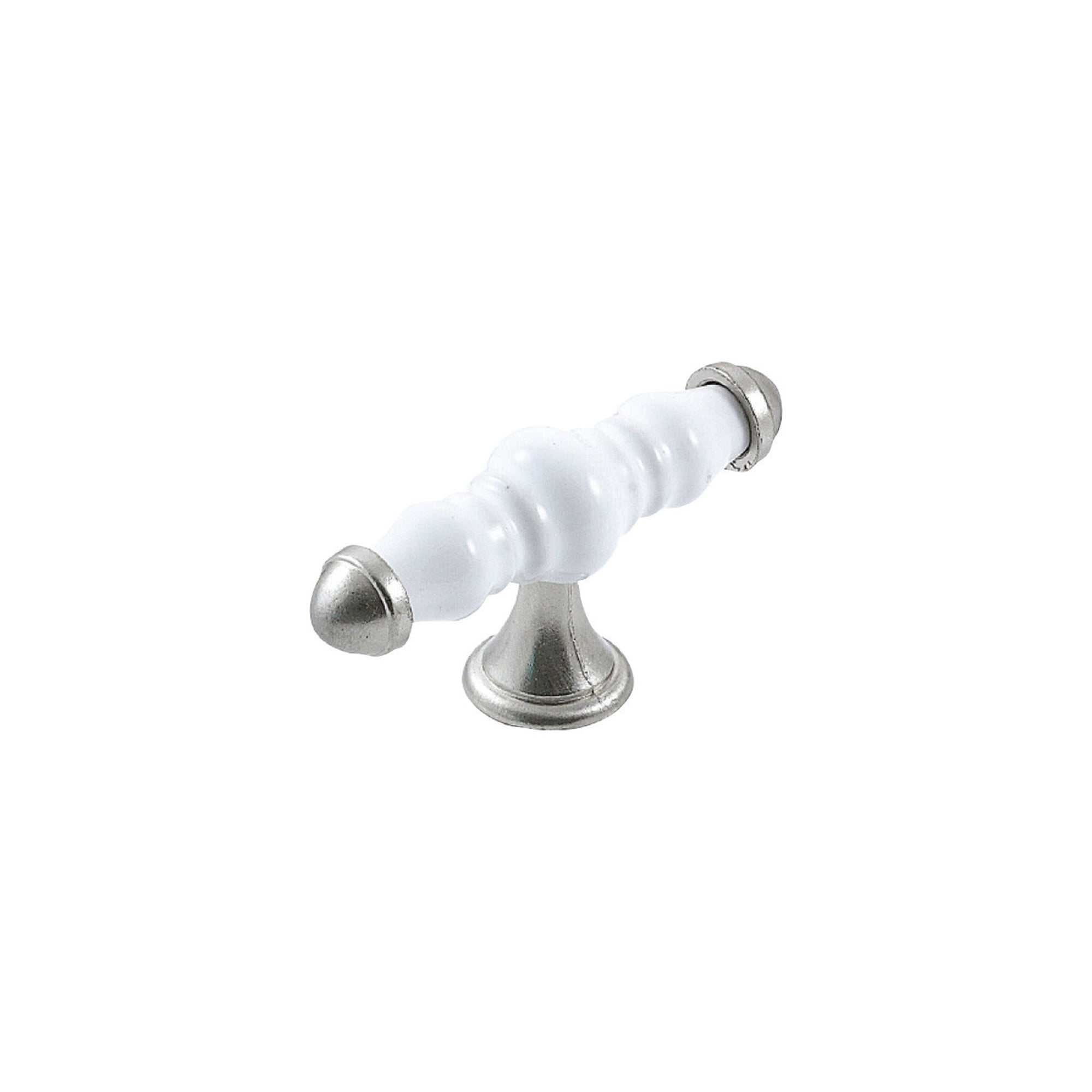 Trianon T Knob White & Brushed Nickel