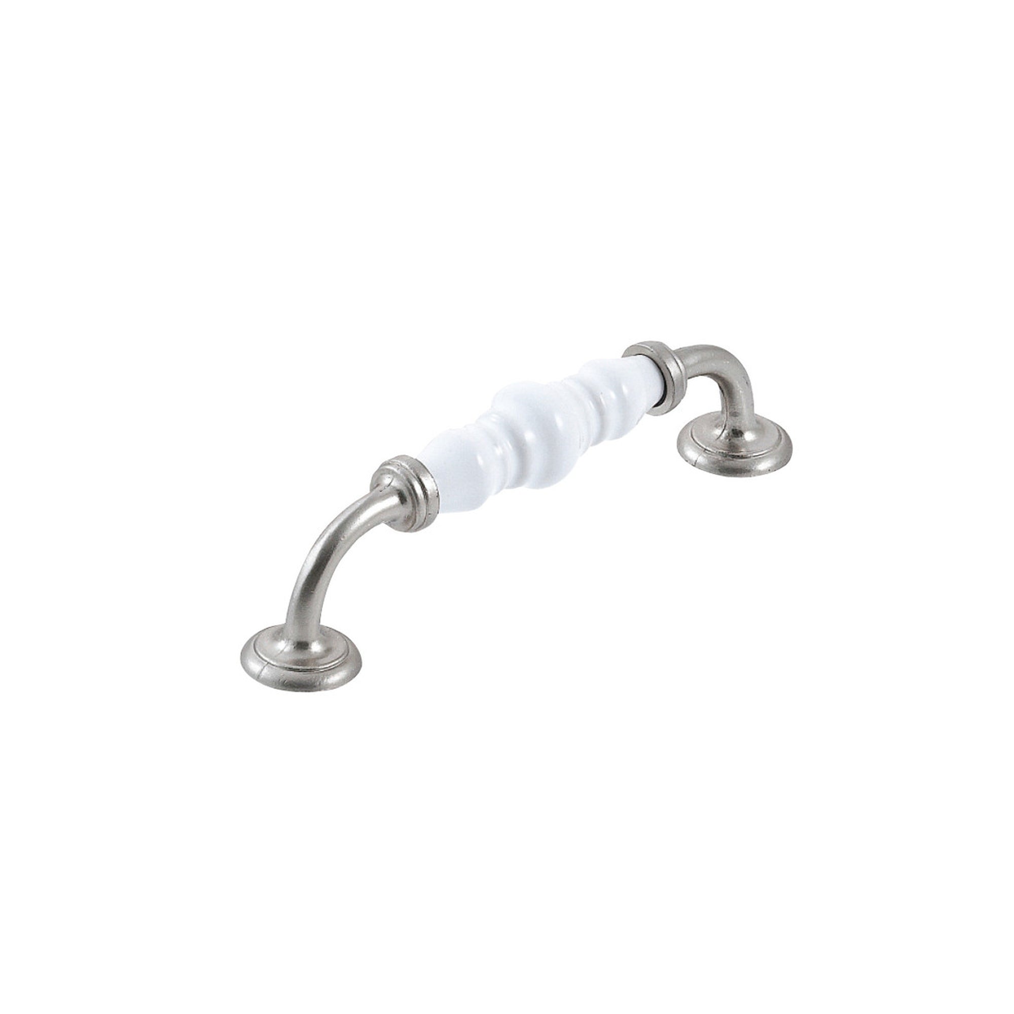 Trianon D Handle 128mm White & Brushed Nickel