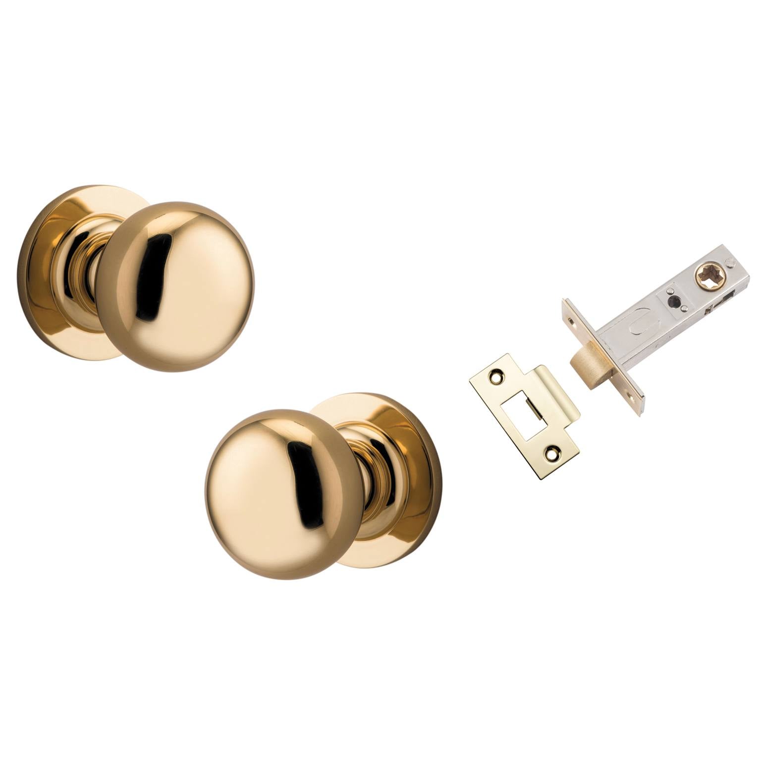 Cambridge Knob Round Rose Passage Kit Polished Brass