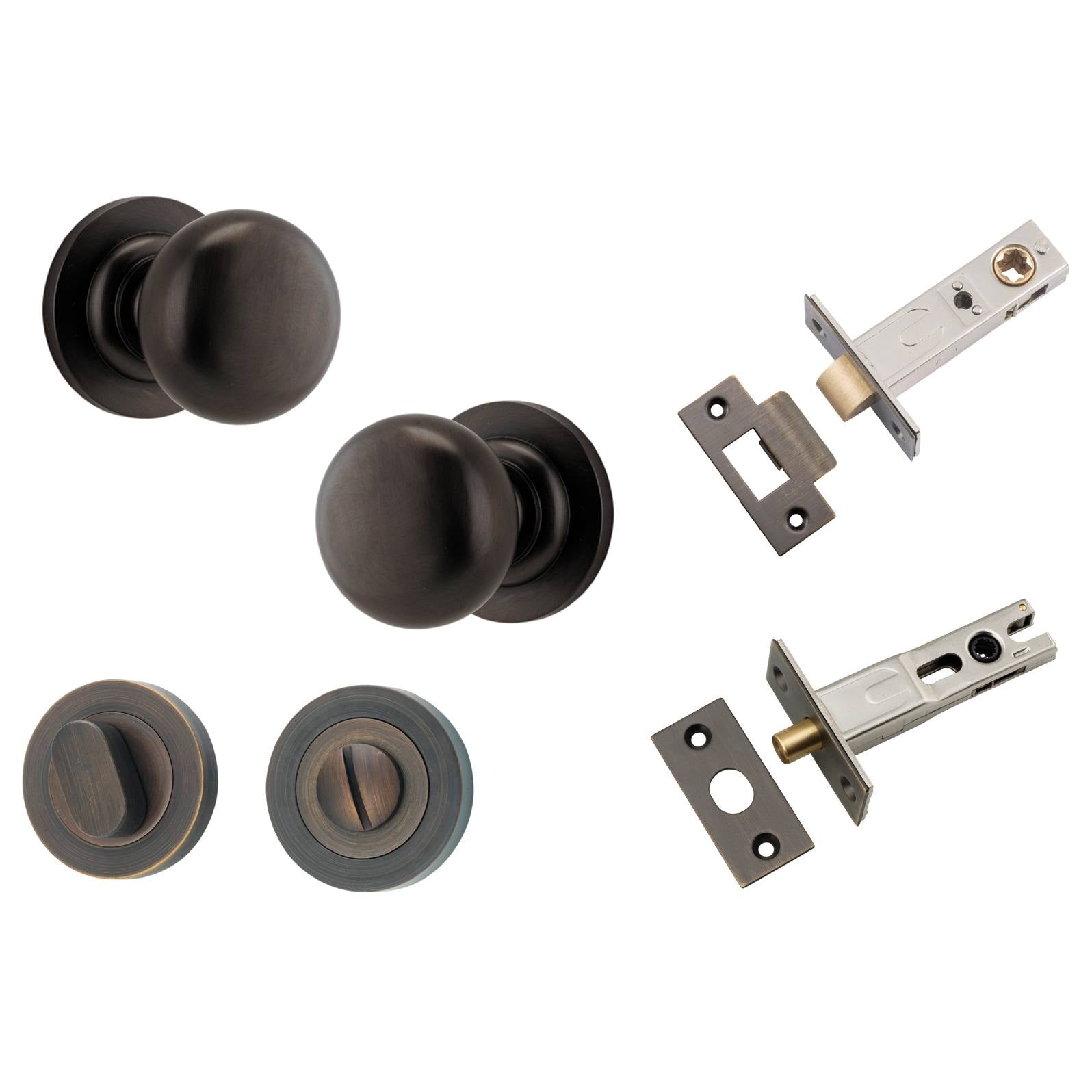 Cambridge Knob Round Rose Privacy Kit with Separate Privacy Turn Signature Brass