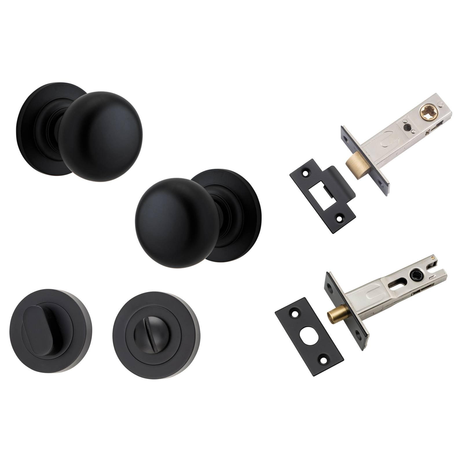 Cambridge Knob Round Rose Privacy Kit w Separate Privacy Turn Matt Black