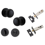 Cambridge Knob Round Rose Privacy Kit w Separate Privacy Turn Matt Black