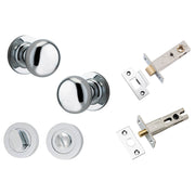 Cambridge Knob Round Rose Privacy Kit w Separate Privacy Turn Polished Chrome