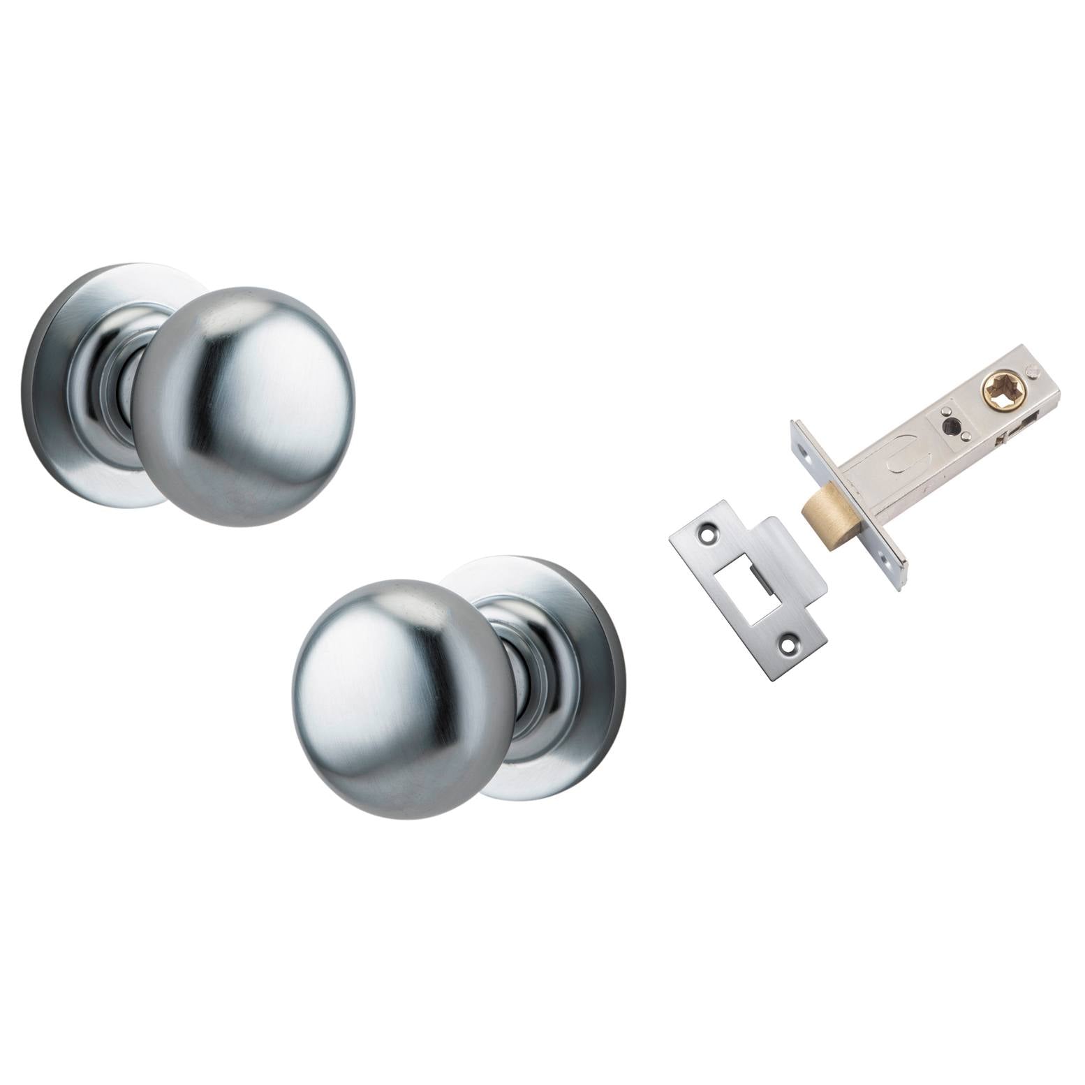 Cambridge Knob Round Rose Passage Kit Brushed Chrome