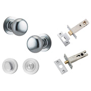 Cambridge Knob Round Rose Privacy Kit w Separate Privacy Turn Brushed Chrome