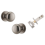 Cambridge Knob Round Rose Passage Kit Satin Nickel