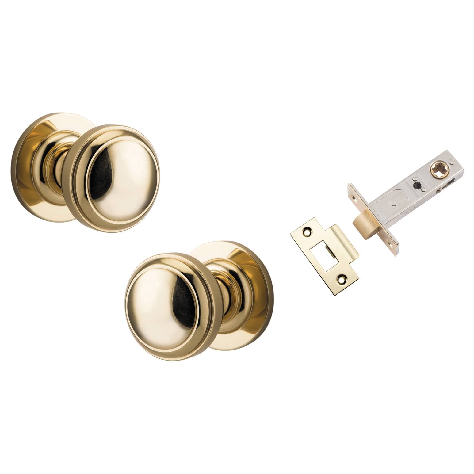 Paddington Knob Round Rose Passage Kit Polished Brass