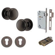 Paddington Knob Round Rose Entrance Kit with Separate High Security Lock Signature Brass