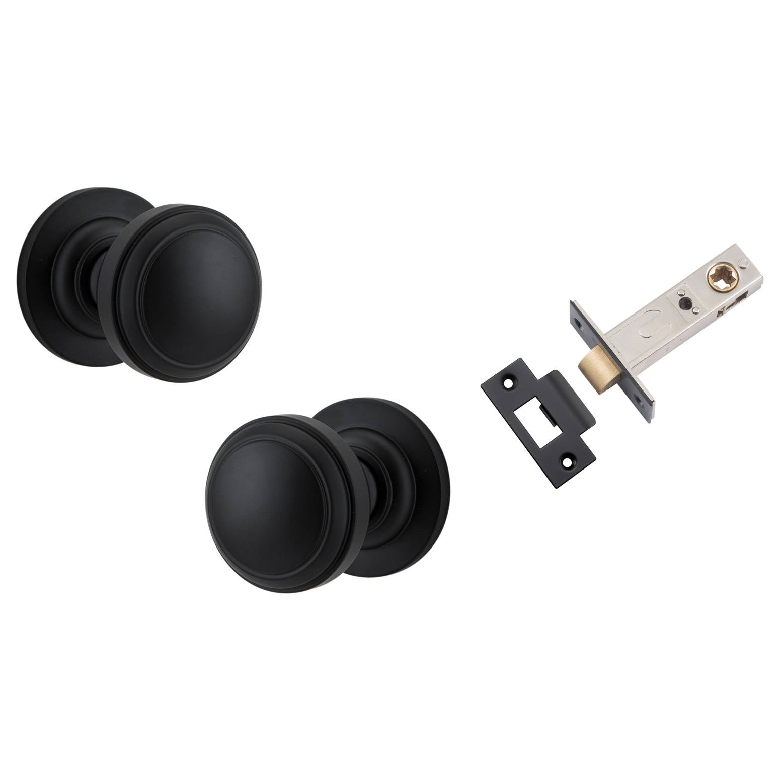 Paddington Knob Round Rose Passage Kit Matt Black