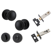 Paddington Knob Round Rose Privacy Kit w Separate Privacy Turn Matt Black