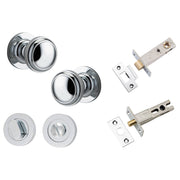 Paddington Knob Round Rose Privacy Kit w Separate Privacy Turn Polished Chrome