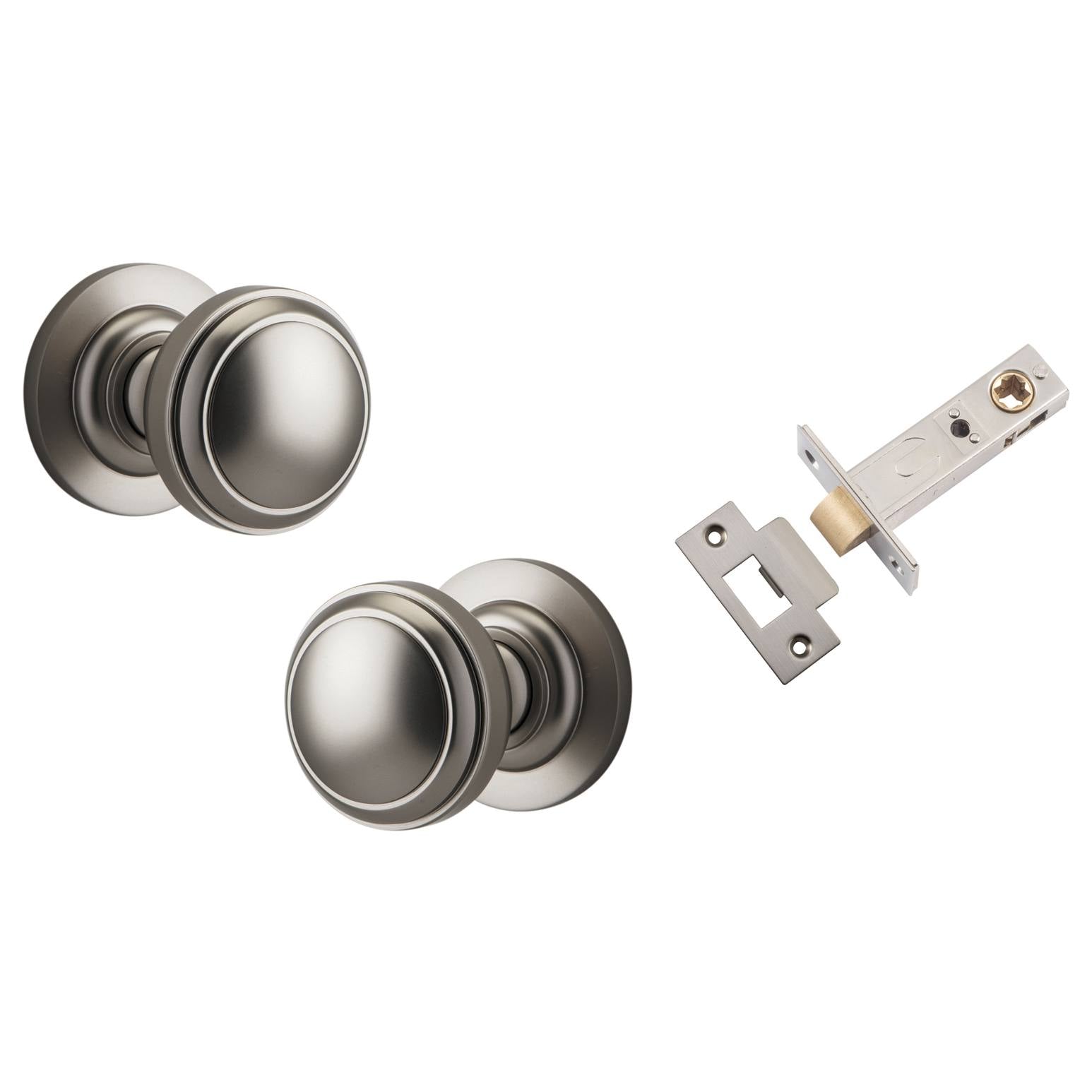 Paddington Knob Satin Nickel Round Rose Passage Kit